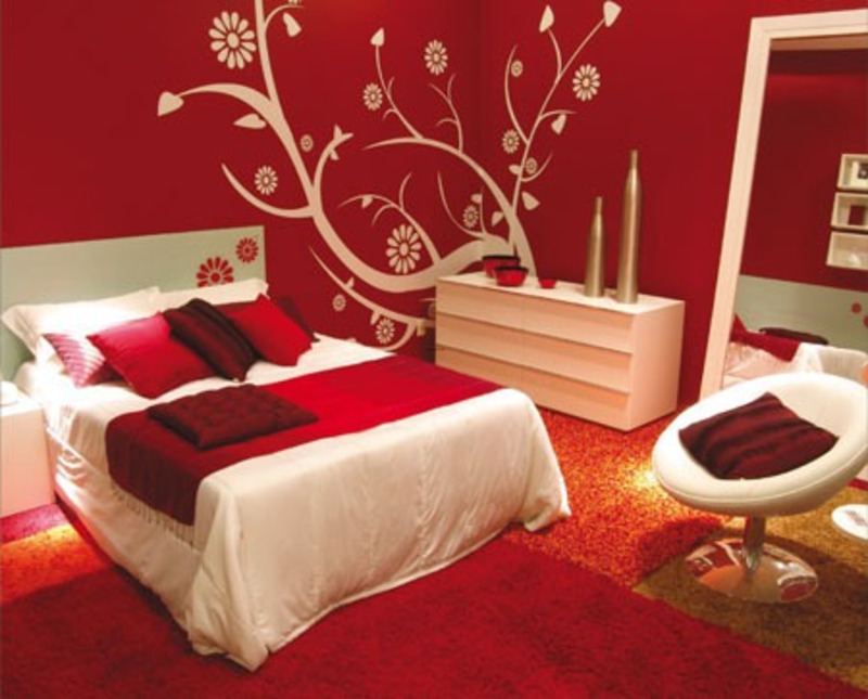 red and black bedroom, bedroom, colourful design
