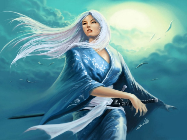 Fantasy Goddess with white hair 080147 29