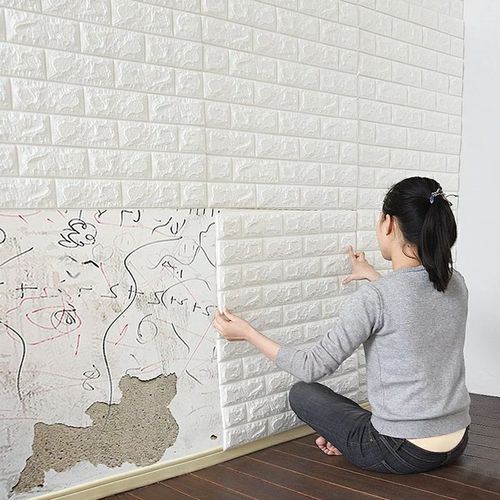 Hide wall imperfections with wallpaper