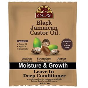 بلسم ليف إن اوكاي بزيت الخروع الجامايكي الأسود للتغذية والترطيب العميق  okay black jamaican castor oil moisture & growth leavr in deep conditioner
