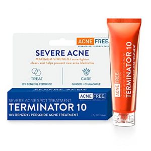 1.أكني فري تيرمينيتور 10 بنزويل بيروكسايد 10٪ Acne free terminator 10 benzoyl peroxide 10% acne treatment