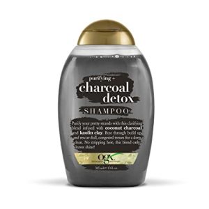 6.شامبو أو جي أكس  لتنقية و التخلص من السموم بالفحم   OGX Purifying + Charcoal Detox Shampoo  