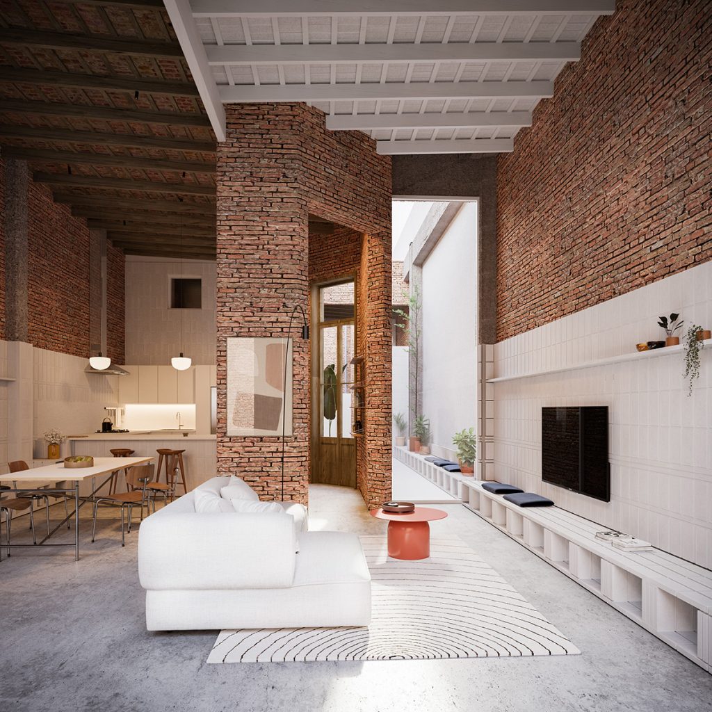 Brick living room